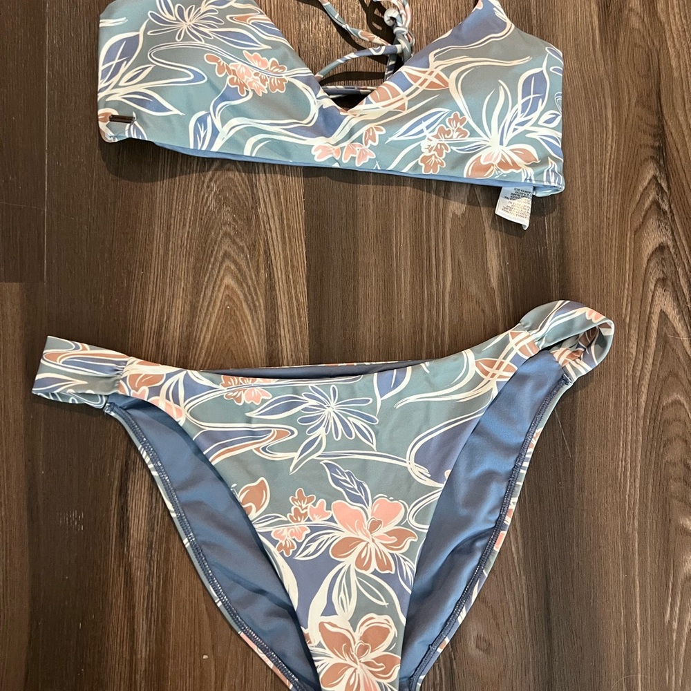 Floral Blue Two-Piece Bikini Set